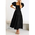 thumbnail image 3 of Vestido PRETTYGARDEN negro con mangas abullonadas y escote cuadrado, talla L grande, 3 of 8
