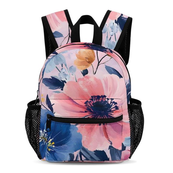 13in Schoolbag Large Capacity Storage Space Zipper Design Side Pocket For Travel Spring Outing Flowers (8)