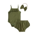 thumbnail image 1 of Diconna Baby Girls Outfit, Solid Color Suspender Romper, Casual Shorts, 1 of 7