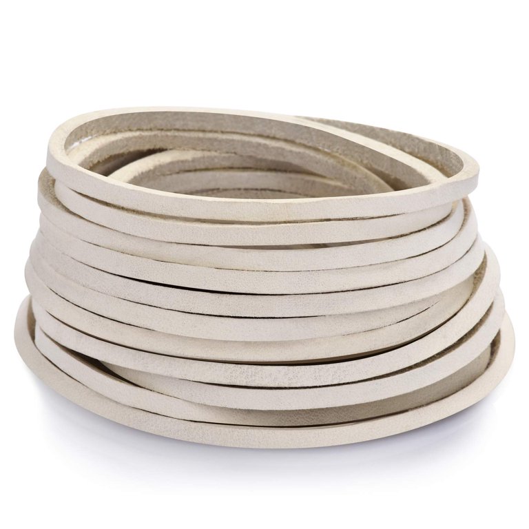  TeeLiy 3mm Flat Genuine Leather Cord, Strip Cord