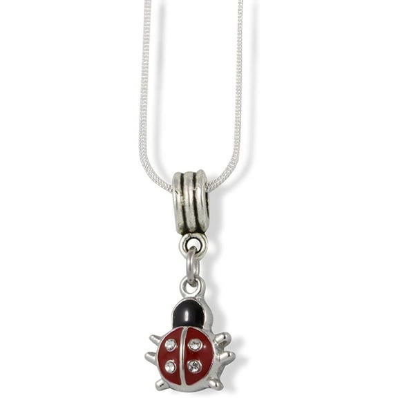 Emerald Park Jewelry Red Black Ladybug (Lady Bug) Charm Snake Chain Necklace