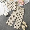 thumbnail image 3 of Hienoo Little Girl 2 Piece Outfit Polka Dot Short Puff Sleeve Shirt Pants Suit, Sizes 7-8Y, 3 of 8