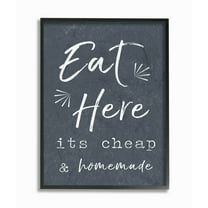Stupell Industries Eat Here Home Cooking Navy Novelty Painting Black Framed Art Print Wall Art, 11 x 14
