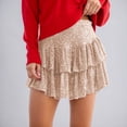thumbnail image 2 of XIAONU Women Sequin Ruffled Mini Skirt High Waist Layered Sparkly Party Gown Party Holiday Wear Skirts, 2 of 4