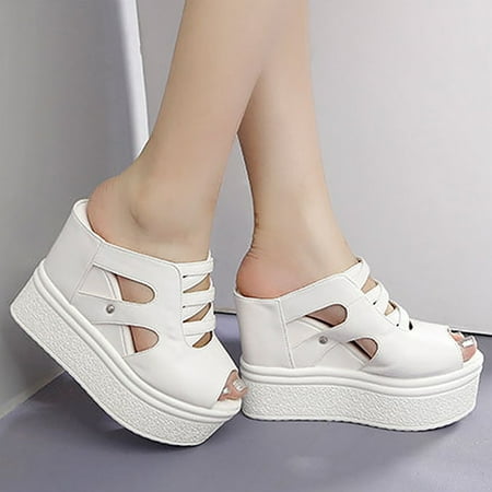 

TOWED22 Sandals For Women Women s Platform Wedge Sandals Casual Summer Open Toe Ankle Strap Wedge Shoes Womens Wedges