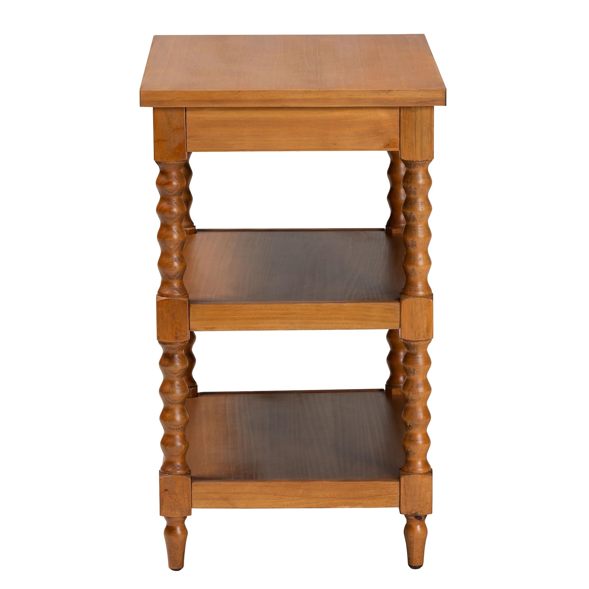 Baxton Studio Imogene Retro-Modern End Table, Turned Legs, Walnut Brown