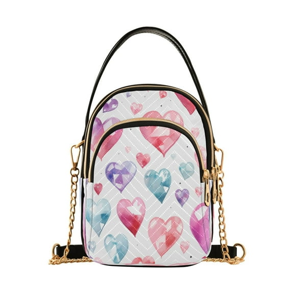 ALAZA Chain Crossbody Bags for Women Valentine Love Hearts Shoulder Handbag Phone Purse