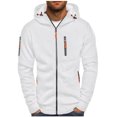 thumbnail image 2 of Htigea Hoodies for Men Casual Hoodies with Zip Pockets Full Zip Long Sleeve Sweatshirt Sports Hooded Jacket White,L, 2 of 6