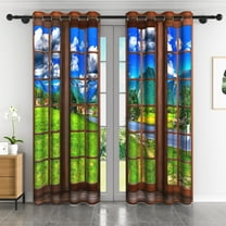Lfeey Blackout Curtains, Room Darkening for Living Room Kids Bedroom, Natural Landscape, 42x63 inch, 2 Panels