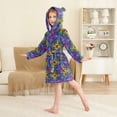 thumbnail image 2 of FORMRS Niños Bathrobe Unisex Hooded Robe Soft Plush Pajamas Sleepwear, Size 7-9T, Purple Stained Glass Pattern, 2 of 7