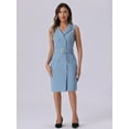 thumbnail image 3 of DARING DIVA Sleeveless Notched Lapel Double Breasted Blazer Dresses L Grey Blue, 3 of 6