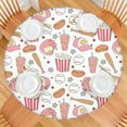 thumbnail image 2 of Pink Baseball Game Snacks Pattern Round Fitted Tablecloth with Elastic Edge,Dining Table Cover Waterproof,Outdoor Round Tablecloth for Camping,Dining,Indoor and Outdoor, 2 of 7