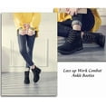 thumbnail image 2 of Women's Work Waterproof Hiking Combat Boots Lace up Low Heel Booties Ankle Boots, 2 of 13