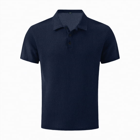 Rotm Men Clothing Mens Polo Shirts Short Sleeve Golf Shirts Moisture Wicking Athletic Casual Polo Shirts Dark Blue,S