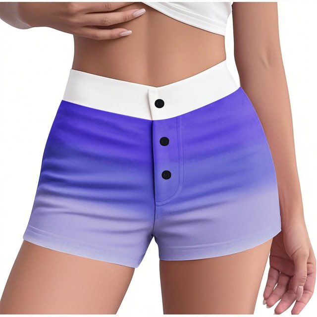 MeetoTime Pyjama pour Femmes Été Imprimé Taille Élastique Bouton Taille Haute Pyjama Ajusté Shorts