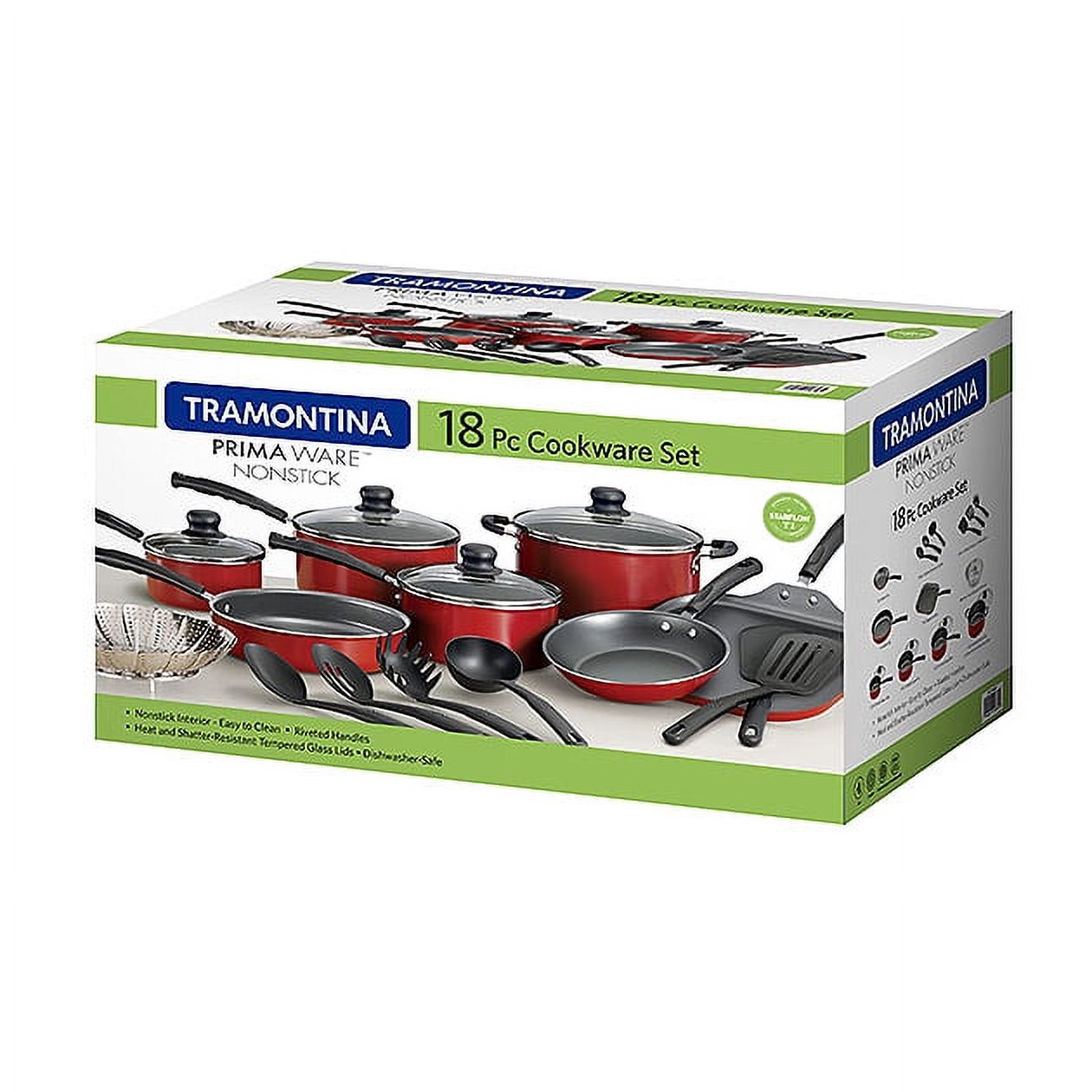 Tramontina Primaware 18 Piece Non-stick Cookware Set, Red - image 4 of 27