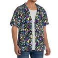 thumbnail image 2 of Vsdgher Purple-Gold Triangles Men's Cuban Shirt, Hawaiian Shirts, Business Casual Button Down Shirts, Short Sleeve Shirt-4X-Large, 2 of 5