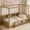 Brown with Bookcase, variant on Bellemave Twin Size House Floor Bed with High Fence Guardrails Wooden Playhouse Bed Frame Twin Floor Bed with Roof Montessori House Bed Frame (Twin, White)