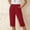 *Red, variant on Women's Elastic Waist Capri Pants, Casual Loose Fit Cropped Trousers with Pockets for Summer Black,Women's Plus L