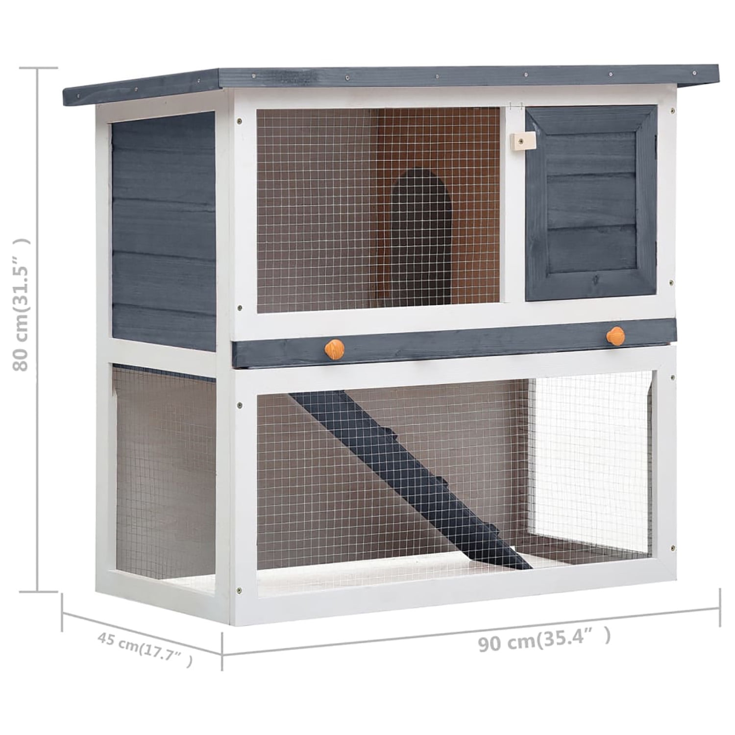 Pefilos 35" Wooden Two-Story Bunny Cage, Outdoor Rabbit Hutch with Run, 1 Door Small Animal House Pet Cage, Easy to Clean, Gray Pefilos 35" Wooden Two-Story Bunny Cage, Outdoor Rabbit Hutch with Run, 1 Door Small Animal House Pet Cage, Easy to Clean, Gray