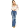 thumbnail image 2 of Insane Gene Womens Juniors Stretchy Bell Bottom Denim Jegging Pants (Medium Denim, M), 2 of 4