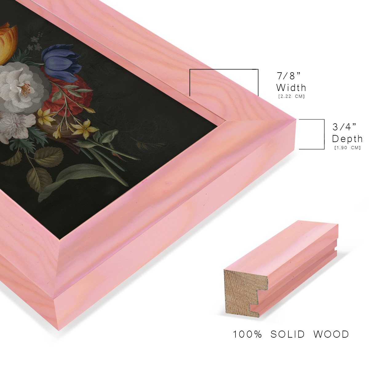 Dramatic Bouquet III -Framed Print w/glass-Sunset Pink