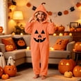 thumbnail image 2 of Kids Halloween Onesie Pumpkin Cosplay Costume for Boy Girl Soft Fleece Plush Flannel Jumpsuits Zip Up Hoodies Casual Party Outfits Funny One Piece with Pockets Orange 6 10-11 Years, 2 of 7