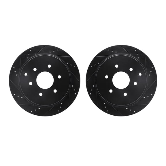 Dynamic Friction Company Rear Brake Rotors-Drilled and Slotted-Black 8002-68019