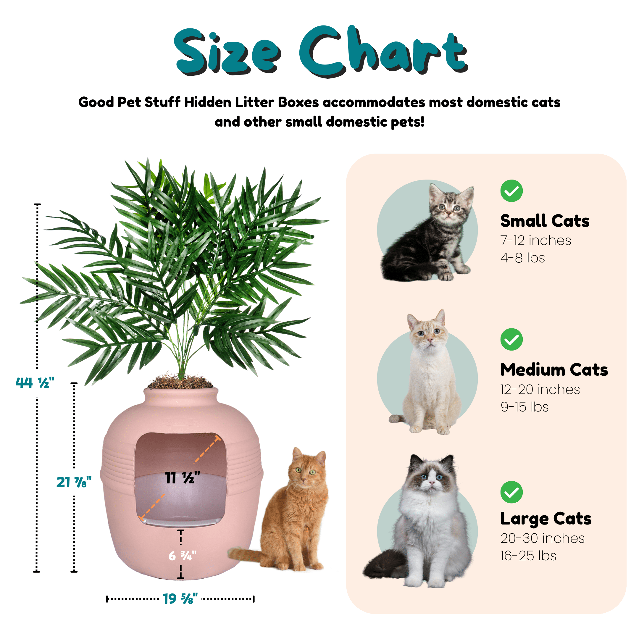 Good Pet Stuff Hidden Cat Litter Box Enclosure with Artificial Plant, Odor Filter System, Reusable Tray, Original Round Planter, Essentials Kit, Pink