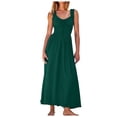 thumbnail image 3 of Riforla 2024 Women Summer Sleeveless Smocked Empire Waist Tank Dress Summer Beach Tiered Long Dresses Midi Dress for Women Green L, 3 of 7