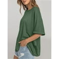 thumbnail image 3 of Oversized T Shirts for Women Short Sleeve Loose Fit Crewneck Summer Tops Casual Basic Rolled Sleeves Tee Shirt, 3 of 6