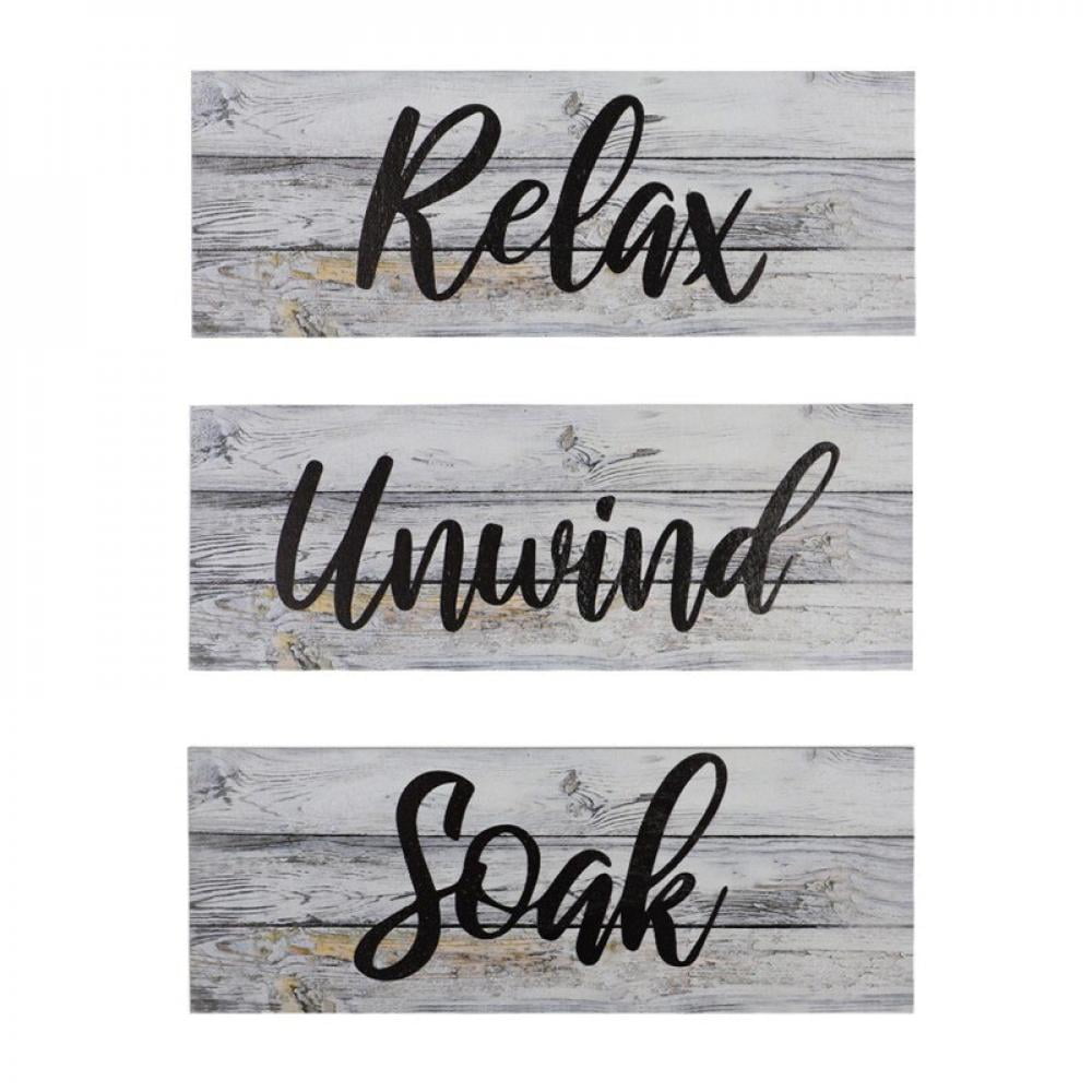 3 Pieces Farmhouse Bathroom Wall Decors Relax Soak Unwind Signs Rustic