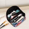 thumbnail image 2 of FORMRS Makeup Bag Travel Cosmetic Organizer for Women Fold Flat Zipper Pouch with Handle, Stripes Pattern, 2 of 8
