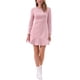 thumbnail image 2 of Vestido elegante de manga larga con volantes de cuello redondo de ante sintético para mujer INSPIRE CHIC XL Rosa, 2 of 6