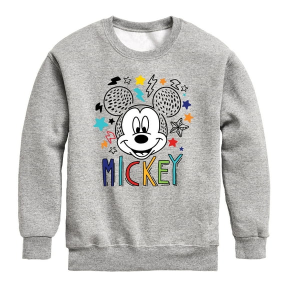 Mickey & Friends - Mickey Sketch Pattern - Youth Crewneck Fleece Sweatshirt
