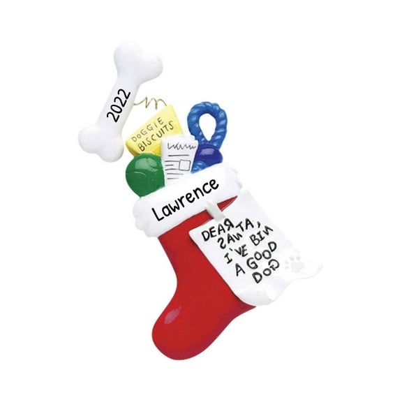 Ornaments by Elves Personalized Dog Treats in a Red Christmas Stocking Ornament 2024 Decor .25lbs