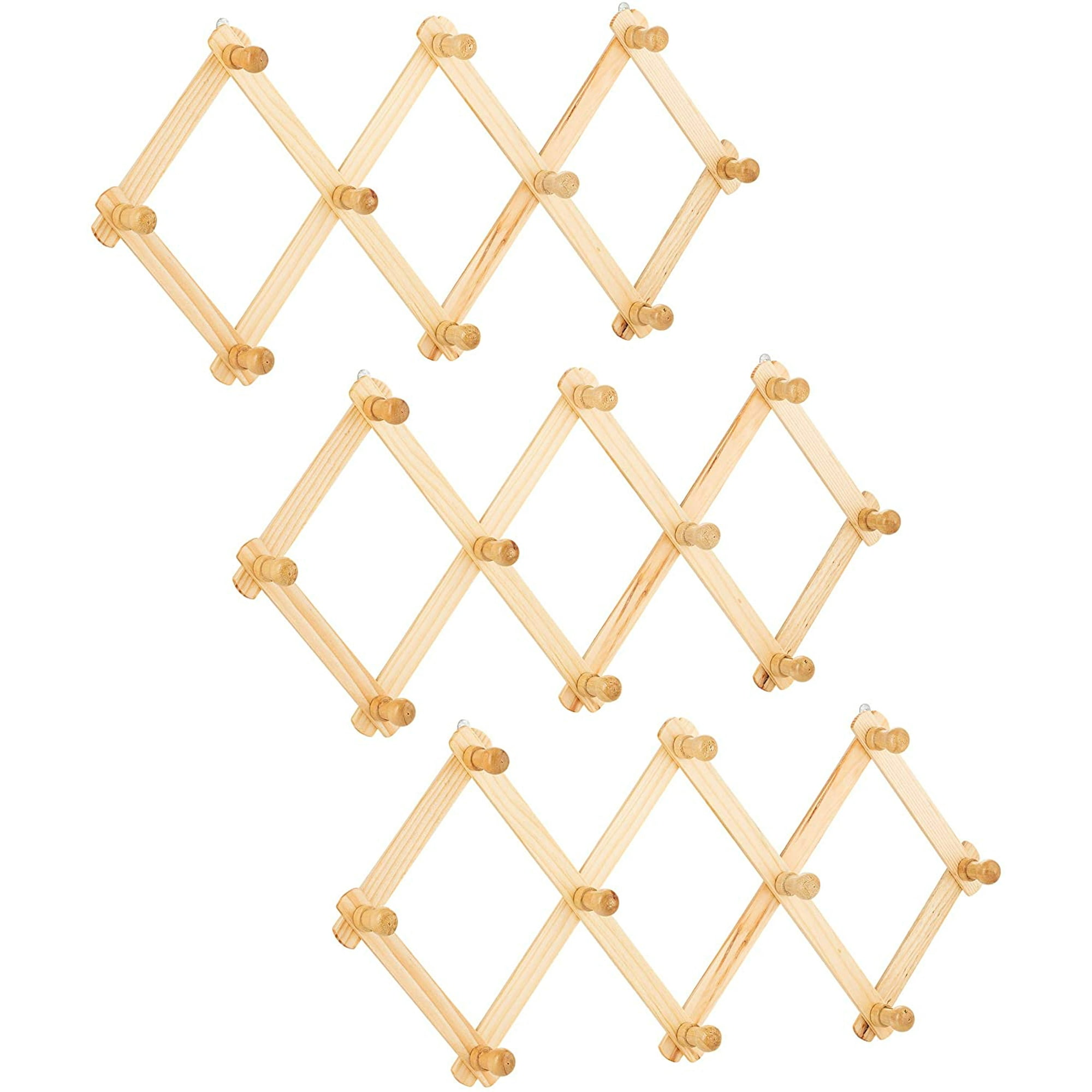 10 Hook Wood Wall Mounted Expandable Accordion Peg Coat Rack Hanger for Entryway Mudroom or Garage set of 3 Walmart