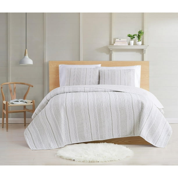 Cottage Classics White Cotton Quilts, TwinXL, (2 Count)