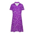 thumbnail image 4 of Generic Womens Sparkly Dress Fashion Glitter Short Sleeves Lapel V-Neck Loose Casual Midi Dresses Polka Dot Party Dress, 4 of 5