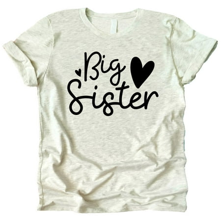 

Olive Loves Apple Cursive Big Sister Hearts Sibling Reveal T-Shirt for Baby and Toddler Girls Sibling Outfits Natural Heather Shirt 12 Months