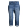 thumbnail image 5 of Time and Tru Women's Mid Rise Relaxed Fit 21" Inseam Pull-On Denim Capris, 5 of 5