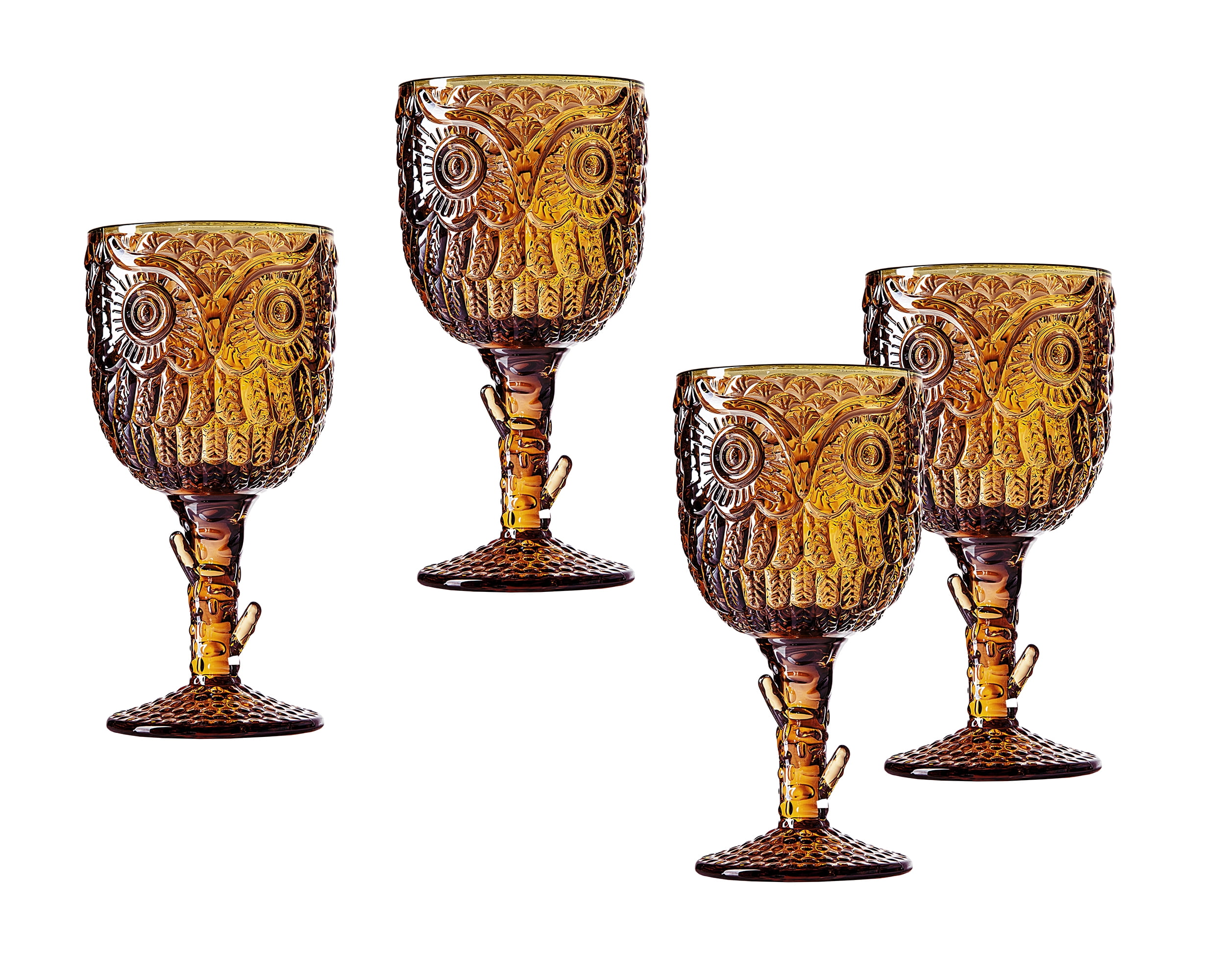 Owl Goblet Glassware Set of 4
