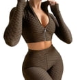 thumbnail image 1 of ITFABS Female Casual Solid Color Stand Collar Long Sleeve Crop Tops+Short Pants, 1 of 9