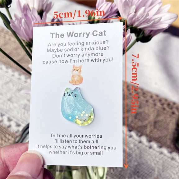 NookHive Pocket Hugging Heartfelt Gift with Valentine's Day Card Decoration, Warm Heart Present for Special Friends, Cat Themed Hug Token Keepsake,Blue