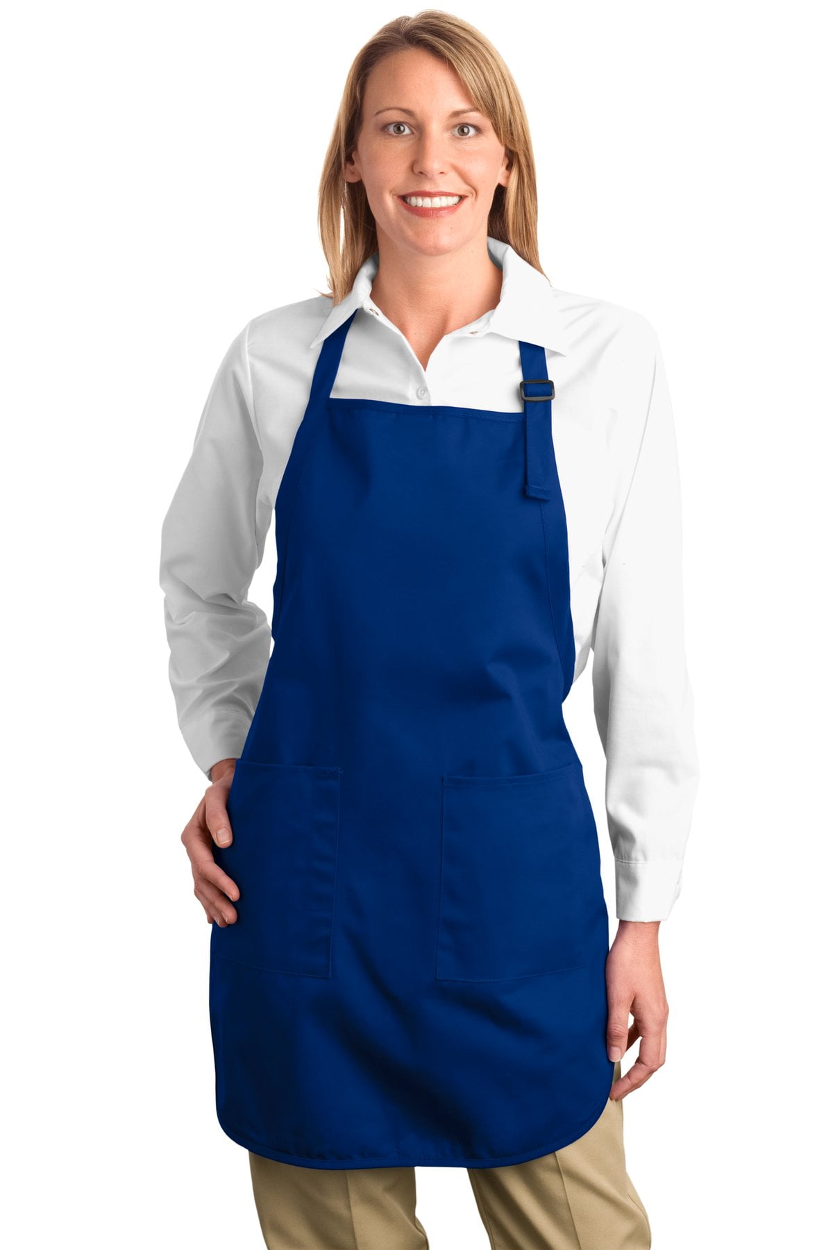ADULT STAIN RELEASE ADJUSTABLE 1" WIDE STRAPS FULL LENGTH APRON TWO POCKETS