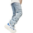 thumbnail image 5 of GXFC Men Ripped Jeans Vintage Regular Straight Denim Pants Streetwear Trousers for Men,Spring Fall, 5 of 6