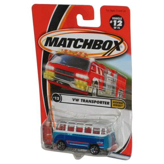 Matchbox VW Transporter Highway Heroes (2000) White & Blue Toy #12 - (Dented Plastic)