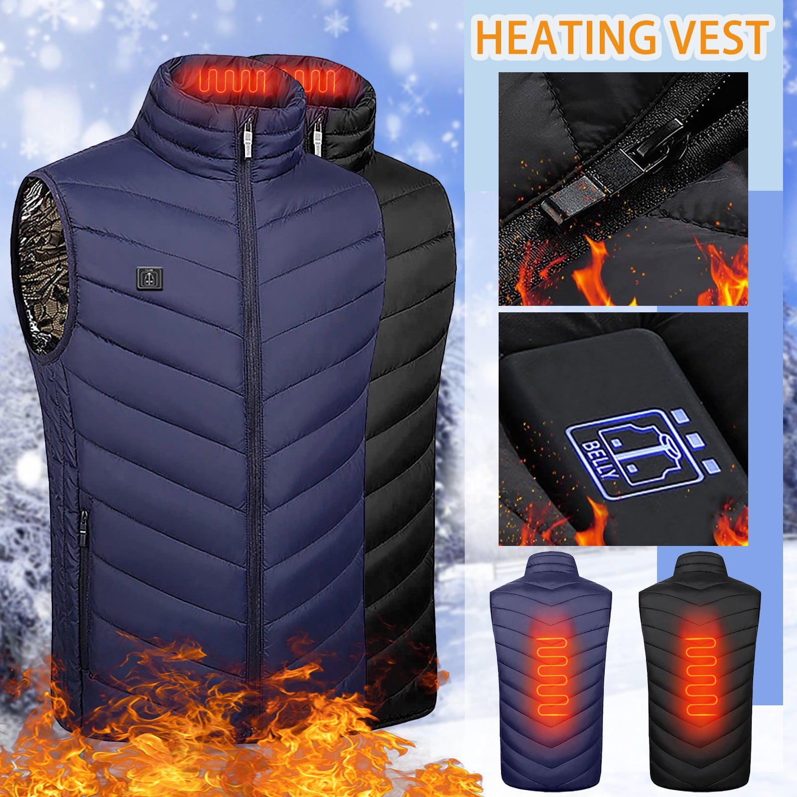 Patlollav M01 Winter Plus Size Heated Vest Mens/Womens Dual Control 2 ...