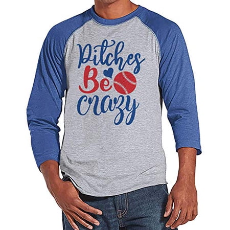7 ate 9 Apparel Unisex Adult Pitches Be Crazy Baseball Shirt Blue