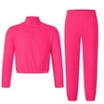 thumbnail image 5 of Girls 2 Piece Sweatsuit Sets Fleece Tracksuit Stand Collar Half Zip Sweatshirt and Sweatpants Joggers Fall Outfits with Pockets, 5 of 6